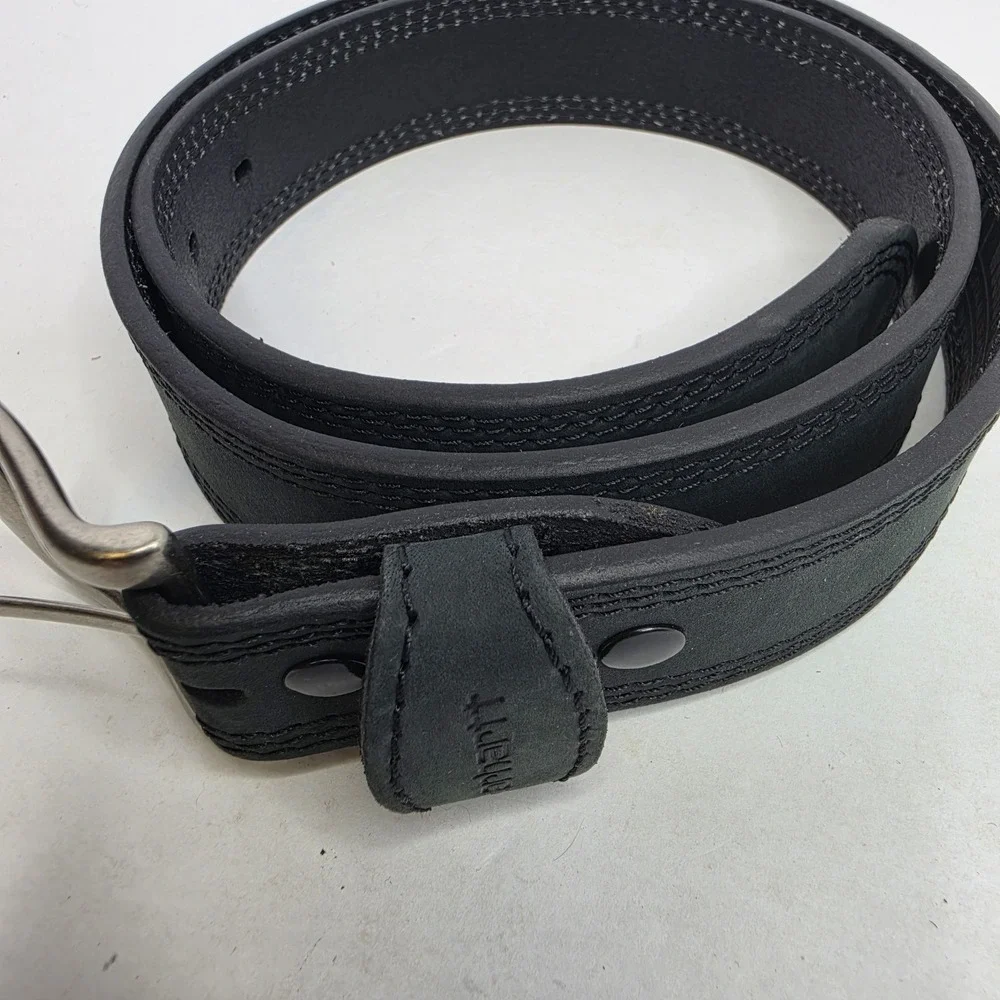 Carhartt Belt Grayish Black Top Grain Leather Size 34 Measures 40